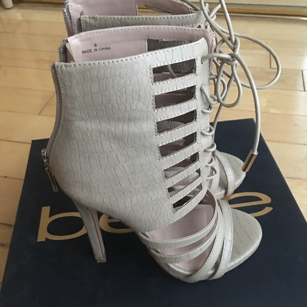 Bebe Samira Y2K Caged Clubbing Lace Up Heels Booties Party - Picture 3 of 6